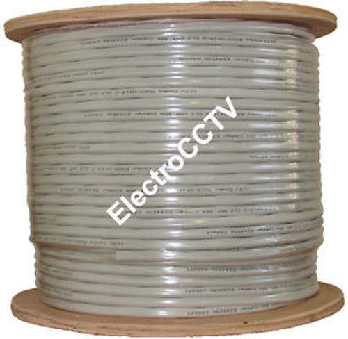 RG6 Siamese Zip Cable Plus Power 1000 ft Spool White Indoor CCTV UL Listed