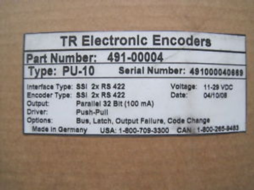 NEW TR ELECTRONICS 491-00004 MODULE PU-10