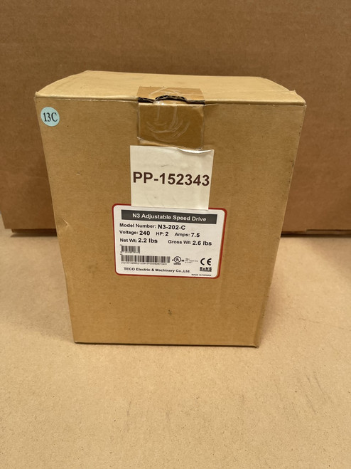 Teco Westinghouse Ac Vfd Drive N3-202-C 2Hp/7.5A 230V 3 Phase In 230V Out