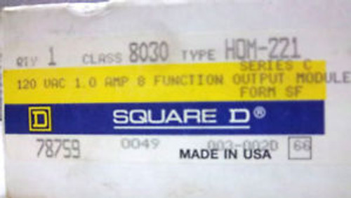 SQUARE D SYMAX 8030-HOM-221 SER. C SEALED 8030HOM221