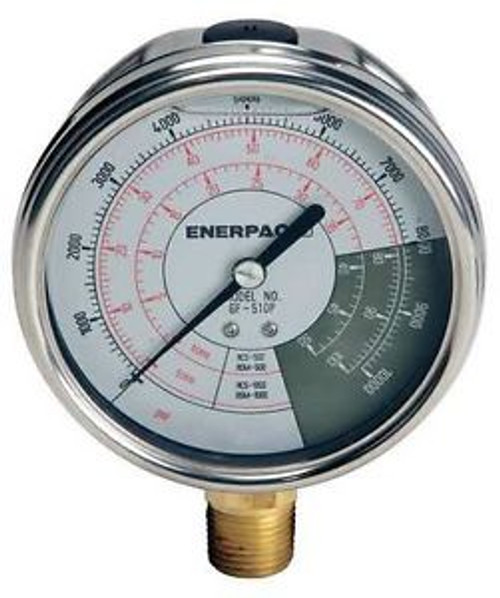 ENERPAC GF510P Pressure Gauge, 0 to 10000 psi, 4In, 1/2In