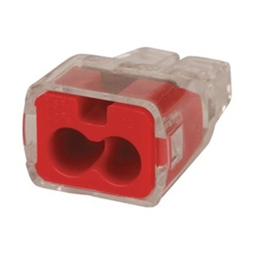 Push-In Connector, 2-Port, Red, PK 300