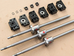 3 ballscrews RM2005-350/550/1050mm+3 BK/BF15+12 pcs ER20 collets+ drag chain (B)