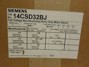 (1) SIEMENS 14CSD32BJ FULL VOLTAGE NON-REVERSING HEAVY DUTY MOTOR STARTER