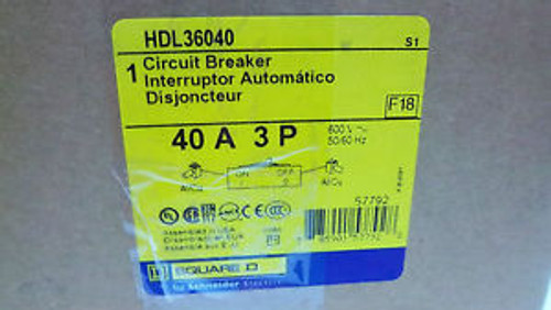 SQUARE D 40A 3P 600V CIRCUIT BREAKER HDL36040 NEW HDL36040