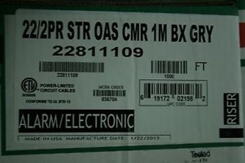 2281 Honeywell Genesis 22/2PR AWG Stranded Shielded CMR-CL2R GREY - 1000ft Box