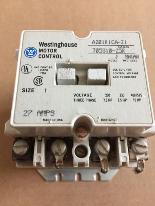 Westinghouse Size 1, 3 P, 600 V, Open, Non-Reversing Contator - A201K1Ca - New!!