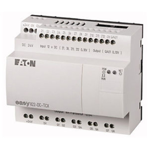 NEW! easy822-DC-TCX, Programmable Relay, 24 V DC, 12DI(4AI), 8DO-Trans, 1AO
