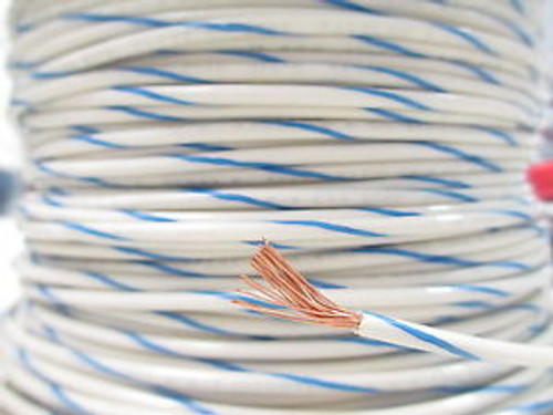 TFFN 18 AWG GAUGE WHITE WITH BLUE STRIPE 2500 FEET STRANDED COPPER WIRE USA MADE