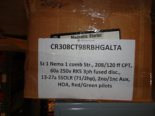 NEW GE CR308CT98RBHGALTL   SZ1 NEMA 1   FUSED COMBINATION STARTER