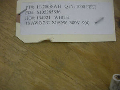 1,000 Feet, 18 AWG 2 Conductor SJEOW wire, 300V, 90C, white