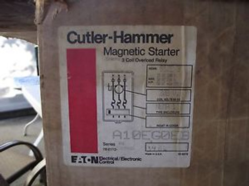 CUTLER HAMMER A10EGO SIZE 3 STARTER NEW  OLD STOCK WITH ENCLOSURE 208 VOLT COIL