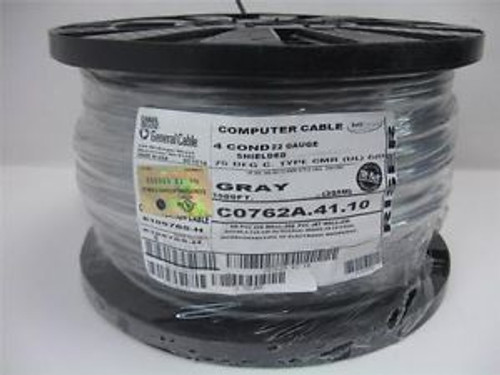 NEW CABLE Carol 1000Ft Gray C0762A.41.10 Shielded 22AWG 4C  300V Wire CMR