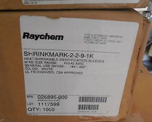 New Box of 1000 Raychem WIRE ID Sleeves/ ShrinkMark 2-2-9-1K Wire Size #16-#10