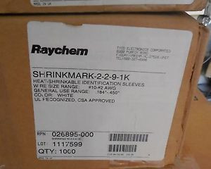 New Box of 1000 Raychem WIRE ID Sleeves/ ShrinkMark 2-2-9-1K Wire Size #16-#10