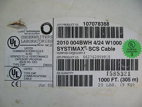 SYSTIMAX WEtote bulk box of 2010 004BWH 4/24 Cat 3 996 107078388