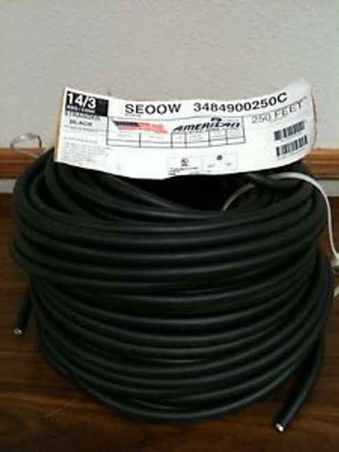 American Insulated Wire 34849 14 AWG, 3 Conductors SEOOW Cable, 250 FT