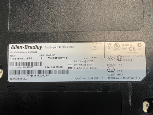 New Sealed Allen Bradley 1756-If4Fxof2F /A Controllogix Fast Analog Module