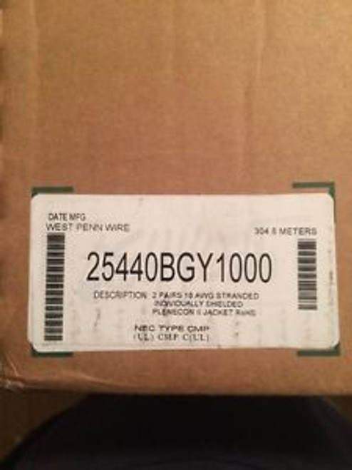 West Penn Wire 2 Pair Stranded 18 AWG Individually Shielded Plenum Rated 1000 Ft