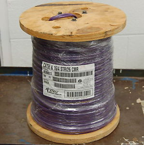 Coleman CCI 992860513 Cat5E & 16/4 STR/26 CMR Purple Siamese Cable CL2 500 ReeL