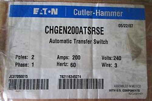 EATON CUTLER HAMMER CHGEN200ATSRSE Automatic Transfer Switch 2 Pole 200 AMP 240V
