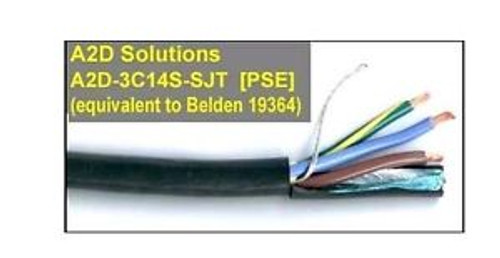 A2D-3C14S-SJT Equivalent to Belden 19364 RF Shielded Power Cable  - 250 ft Spool