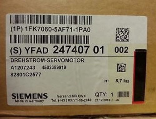 Siemens Servo Motor 1FK7 1FK7060-5AF71-1PA0 NEW