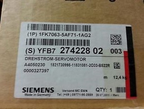 Siemens Servo Motor 1FK7 1FK7063-5AF71-1AG2 NEW