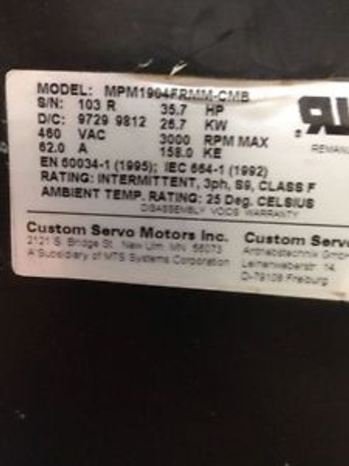 Custom Servo Motors MPM1904FRMM-CMB Servo Motor With Resolver And Brake