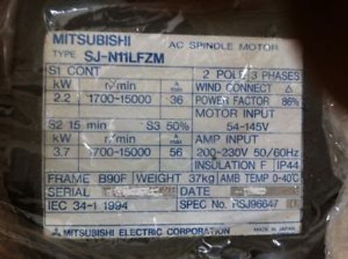 Brand New MITSUBISHI SPINDLE MOTOR SJ-N11LFZM