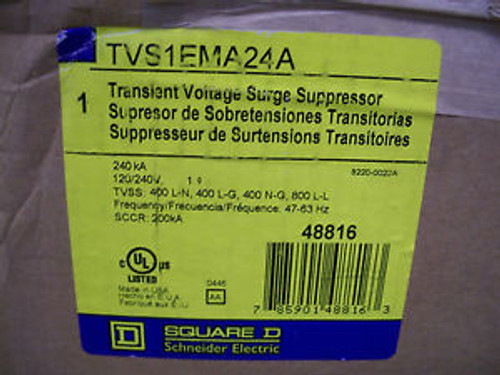 SQUARE D TRANSIENT VOLTAGE SURGE SUPPRESSOR CAT#TVS1EMA24A 240kA 120/240V New