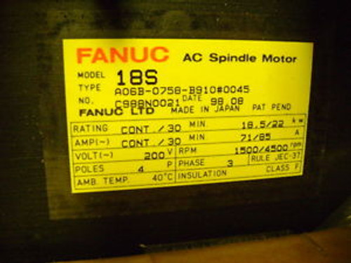 FANUC A06B-0758-B910#0045 | $8,975.00 | IN STOCK | NEW | A06B0758B910