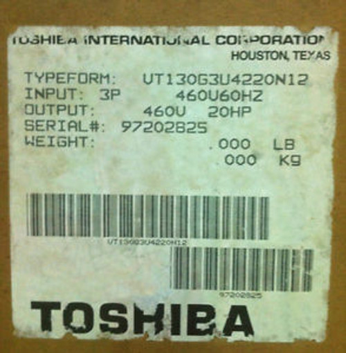 TOSHIBA TOSVERT VT130G3U4220N12 20 HP 460V NEMA 12 TRANSISTOR INVERTER