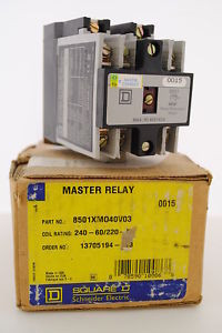 Square D# 8501XMO40V03 AC Control Master Relay, 4-Pole, 600-VAC, 20-Amp, NIB