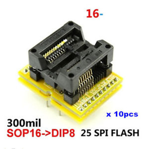 [10x]SOP16 to DIP8 25SPI FLASH program adapter Socket Converter for Wide 300mil
