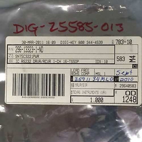 Texas Instruments SN75C3221PWR, IC RS232 DRVR/RCVR 1-CH 16-TSSOP, Qty 1000