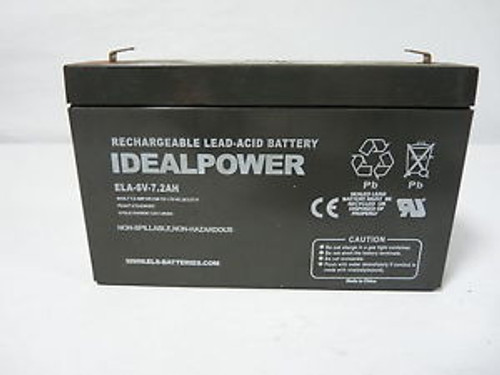 IdealPower ELA.6V-7.2AH Rechargable Lead Acid Battery  NEW