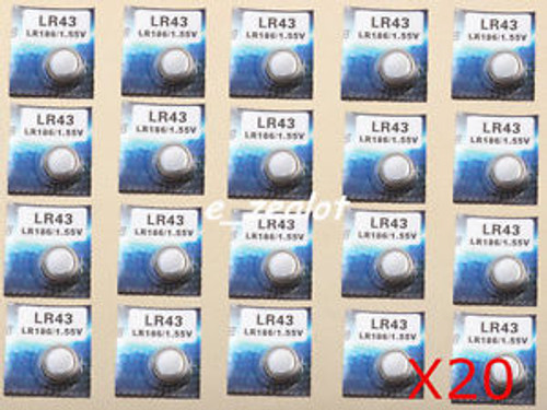 20pcs LR43/186 Button Batteries coin batteries watch batteries Perfect