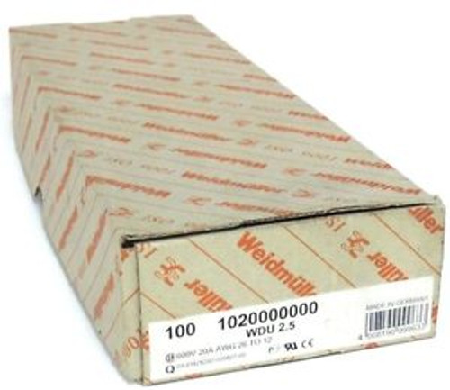 NIB WEIDMULLER 1020000000 TERMINAL BLOCKS WDU 2.5 600V 20A AWG 26 TO 12