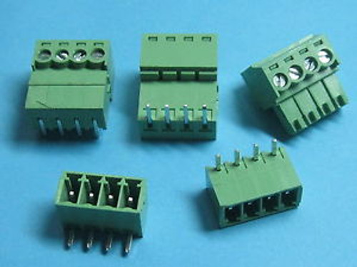 200 x Pitch 3.81mm Angle 4way/pin Screw Terminal Block Connector Pluggable Type