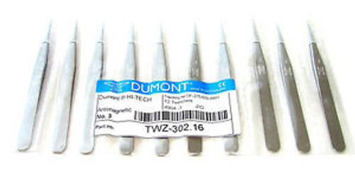 Original Dumont High Tech Tweezers Stainless Anti Magnetic No: 3 Set of 10 pcs