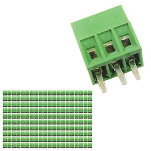 200 pcs 2.54mm Pitch 150V 6A 3P Poles PCB Screw Terminal Block Connector Green