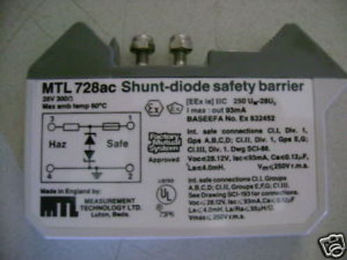 MEASUREMENT TECHNOLOGY MTL728AC SHUNT DIODE SAFETY BARR