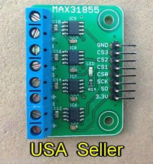 Quad MAX31855 thermocouple breakout board for 3.3V systems (type K K-type)