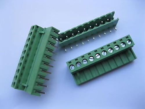 120 pcs 5.08mm Angle 10 pin Screw Terminal Block Connector Pluggable Type Green
