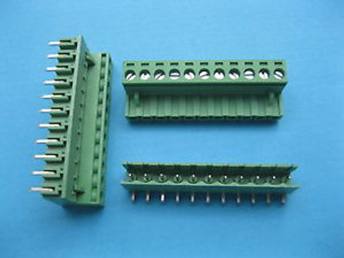 100 pcs 5.08mm Angle 11 way/pin Screw Terminal Block Connector Pluggable Green