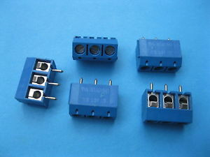 600 pcs 5.0mm 3pin Screw Terminal Block Connector Blue Color Wire Protector Type