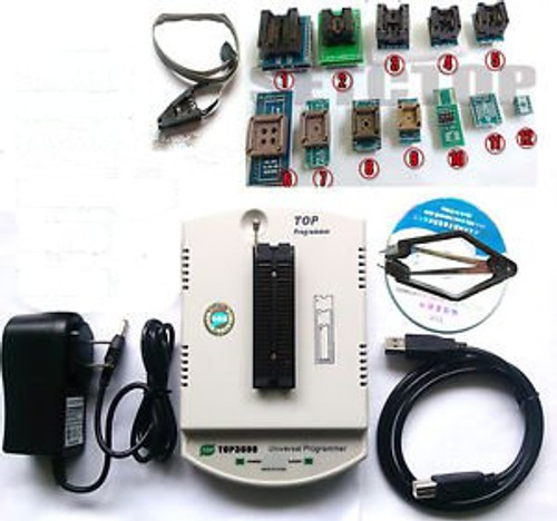 Factory wholesale TOP3000 USB universal programmer + 12 adapter + IC clip +clamp
