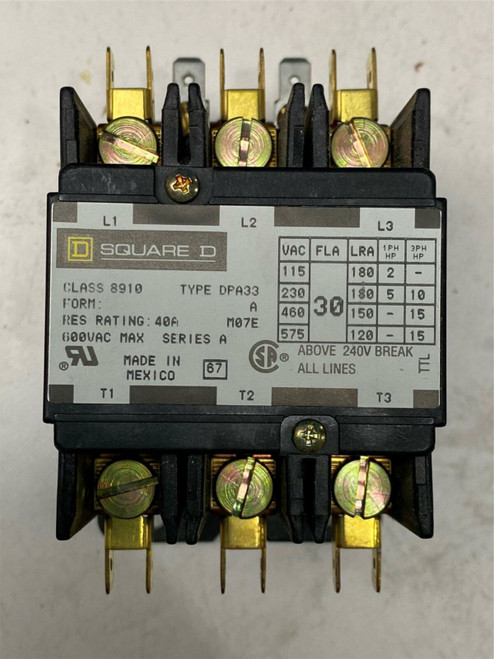 SQUARE D 8910DPA33V02 CONTACTOR
