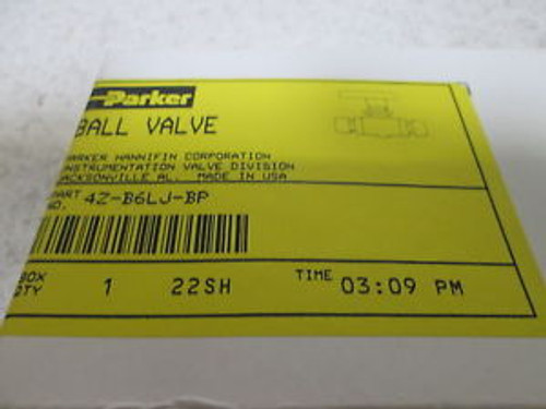 PARKER 4Z-B6LJ-BP BALL VALVE 2-WAY NEW IN A BOX